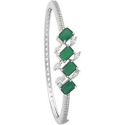 kushal's Fashion Jewellery Green Rodium Polished Copper Zircon Locking System Kada, Best for Casual Wear & Special Occasion - 431923-picture-13