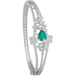 kushal's Fashion Jewellery Green Rodium Polished Copper Zircon Locking System Kada, Best for Casual Wear & Special Occasion - 431947-picture-25