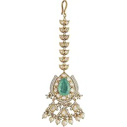 kushal's Fashion Jewellery Mint Victorian Polished Copper Kundan Tikka, Best for Bridesmaids, festive season & Special Occasion - 426999-picture-48