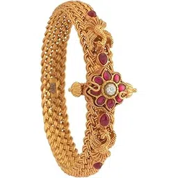 kushal's Fashion Jewellery Ruby Gold Polished 92.5 Temple silver Locking System Kada, Best for Casual Wear & Special Occasion - 425275-picture-28