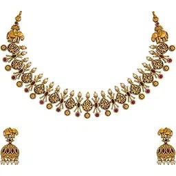 kushal's Fashion Jewellery Ruby Gold Polished Copper Antique Necklace, Best for Festive & Special Occasion - 457141-picture-25
