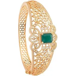 kushal's Fashion Jewellery Ruby Gold Polished Copper Zircon Locking System Kada, Best for Casual Wear & Special Occasion-picture-51