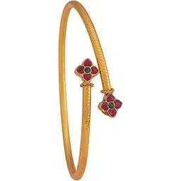 kushal's Fashion Jewellery Ruby-Green Gold Polished Copper Antique Kada, Adjustable, Best for Party Wear & Special Occasion - 436034-picture-28