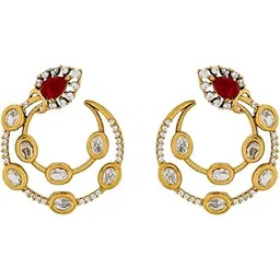 kushal's Fashion Jewellery Ruby Victorian Polished Copper Kundan Stud Earrings, Best for Casual Wear & Special Occasion-picture-34