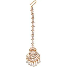 kushal's Fashion Jewellery White Gold Plated Ethnic Zircon Tikka - 410582-picture-26