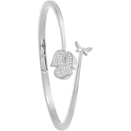 kushal's Fashion Jewellery White Rodium Polished Copper Zircon Adjustable Kada, Best for Casual Wear & Special Occasion - 427829-picture-42