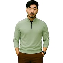 kushi flyer Men Solid Regular Fit Half Zip High Neck Sweatshirt-picture-12