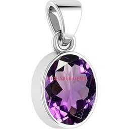 kushmiwal gems 15.00 Ratti 14.50 Carat Natural Quality Katela Amethyst Silver Plated Pendant/Locket Gemstone for Men and Women-picture-26