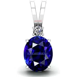 kushmiwal gems 3.00 Ratti Blue Sapphire Pendant Nilam/Neelam Stone Silver Plated Locket Untreated Neelam Natural Ceylon Gemstone for Men and Women-picture-47