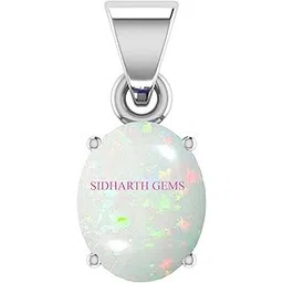 kushmiwal gems 5.25 Ratti Opal Silver Plated Locket Pendant for Men and Women-picture-24