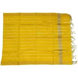 kuvarsa Handwoven Silk Cotton Duppata for Men & Women (Patka) with Golden Zari Border (Yellow)-picture-32