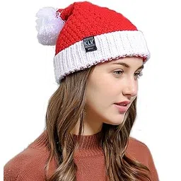 kuyou Women's Wool Christmas Santa Hat (1 Piece) (43230-26004_Red_Free Size)-picture-43