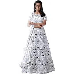 kv fashion Women's Net Embroidered Semi-Stitched Gown - (Aliya-New2)-picture-11