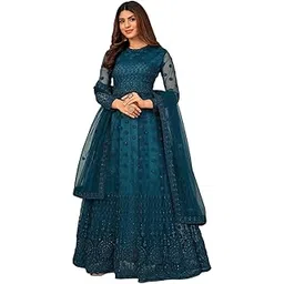 kv fashion Women's Net Embroidered Semi-Stitched Gown Jivika Gown-New-picture-41