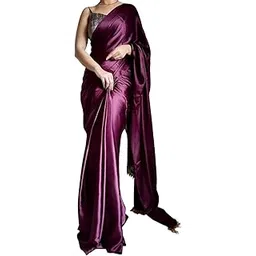 kv fashion Women's Satin Silk Solid Plain Saree (Shiv Shakti)-picture-17
