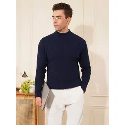 KVETOO Men Cable Knit High Neck Woollen Pullover-picture-37