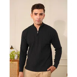 KVETOO Men Cable Knit Ribbed High Neck Woollen Pullover-picture-23