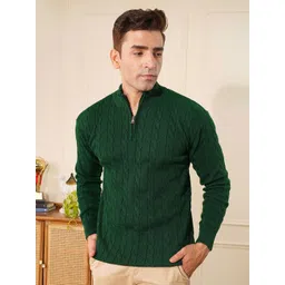 KVETOO Men Ribbed Cable Knit High Neck Pullover Sweaters-picture-22