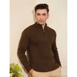 KVETOO Men Ribbed High Neck Zipper Pullover-picture-19