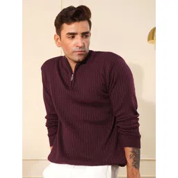 KVETOO Men Ribbed Wool High Neck Zipper Pullover-picture-21