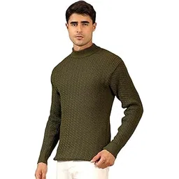 kvetoo Men's High Neck Cable Knit Sweater | Winter Pullover | Warm Wool Blend | Casual Full Sleeve Sweater for Men | Stylish Ribbed Neck Slim Fit Winterwear-picture-29