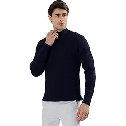 kvetoo Men's High Neck Cable Knit Sweater | Winter Pullover | Warm Wool Blend | Casual Full Sleeve Sweater for Men | Stylish Ribbed Neck Slim Fit Winterwear-picture-10