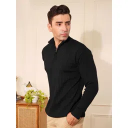 KVETOO Ribbed High Neck Half Zipper Pullover image 2