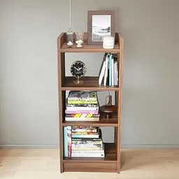 KVS Furniture Compact Wooden 3-Tier Storage Bookshelf | Engineered Wood Rack Organizer | Open Shelves Display Unit for Living Room, Office, or Bedroom (Brown)-image-1