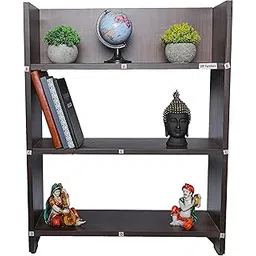 KVS Furniture Engineered Wood with Set of 3 Shelves Books Storage Organizer for Kids Multi-Purpose Shelves for Books Table Storage (Accasiya Brown) DIY(Do-It-Yourself)-image-13
