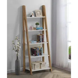 Plank Reno Engineered Wood Ladder Book Shelf and Display Unit Engineered Wood Open Book Shelf-image-17