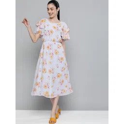 Kvsfab Blue Floral Georgette A-Line Midi Dress-picture-37