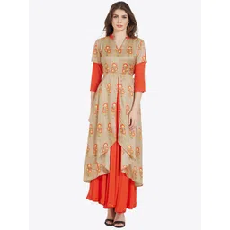 Kvsfab Women Beige Printed A-Line Kurta-picture-23