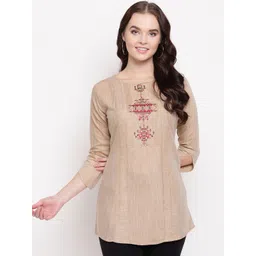 Kvsfab Women Brown Solid A-Line Kurti-picture-21