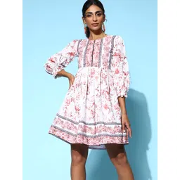 Kvsfab Women Classic White Abstract Indie Gal Dress-picture-22