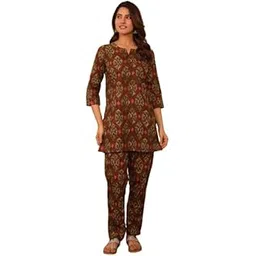 kwatchi Women and Girls Jaipuri Pure Cotton FloralPrinted Lounge Wear & Kurrta Pant Co-ord Sets-picture-27