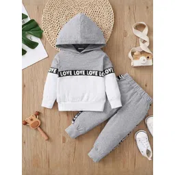 Kwikk Kids Grey & White Colourblocked T-shirt with Pyjamas-picture-34