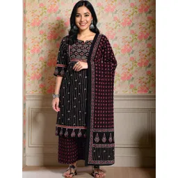 KYVO Ethnic Motifs Printed Regular Sequinned Kurta With Palazzos & Dupatta-picture-17