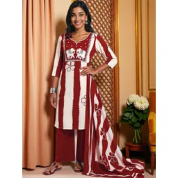 KYVO Women Ethnic Motifs Printed Cotton Kurta with Palazzos & Dupatta-picture-39