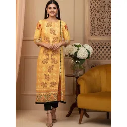 KYVO Women Ethnic Motifs Printed Flared Sleeves Thread Work Kurta-picture-14