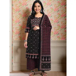 KYVO Women Ethnic Motifs Printed Kurta with Palazzo & Dupatta-picture-16