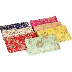 kyzzo Embroidery Wedding Return Gift Women Wholesale Bridal potli Bag With Zipper For Ladies (21 x 12.5cm)-picture-40