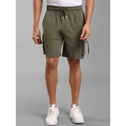 KZ07 By Kazo Men Olive Green High-Rise Cargo Shorts-picture-31
