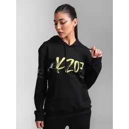 KZ07 By Kazo Women Black Printed Hooded Cotton        Sweatshirt-picture-23