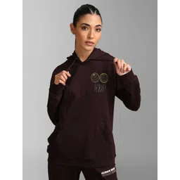 KZ07 By Kazo Women Brown Hooded Cotton Sweatshirt-picture-12