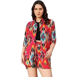 kzully | Co-Ord Set with Two-Piece Dress, Top, Shorts | Casual Co-Ordination | Full Pair Set | Fancy Full Pair Set | Long Sleeve Shirt and Shorts | Co-ord Sets for Women-picture-42