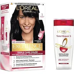 L Oréal Paris Excellence Creme Hair Color, 1 Black, (72ml+100g) + Total Repair 5 Pro-Keratin + Ceramide Shampoo 82.5ml-picture-35