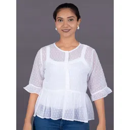 La Aimee Self Design Georgette Top-picture-28