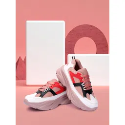 LA FASHUB Women Pink Textured Sneakers-picture-22