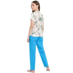 La Intimo Beige & Blue Printed T-Shirt With Pyjamas image 2