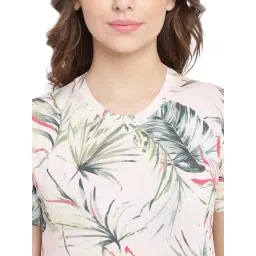 La Intimo Beige & Blue Printed T-Shirt With Pyjamas image 4